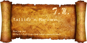 Tallián Mariann névjegykártya