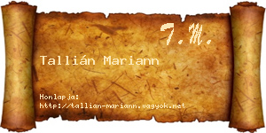Tallián Mariann névjegykártya
